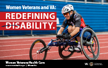 Women Veteran competes in 2017 National Women Veterans wheelchair games track event.