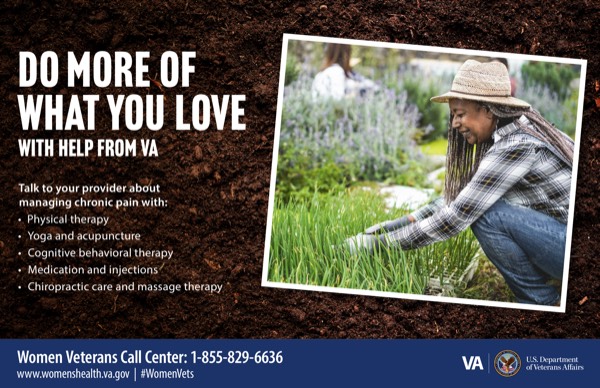 Do more of what you love with help from VA. Talk to your provider about managing chronic pain.